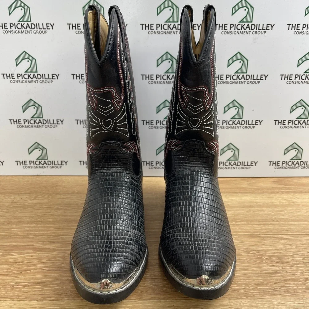 Durango Lil Durango Kids Black Lizard Embossed Western Cowboy Boots BT840 Size 1